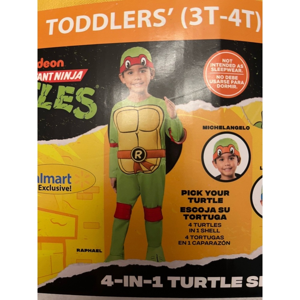 HALLOWEEN Costume Nickelodeon Teenage Mutant Ninja Turtles 4 In 1 NWT Sz 3/4 T